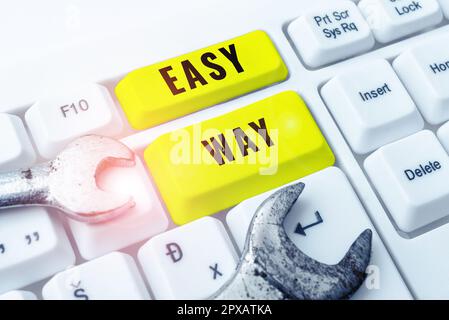 Conceptual caption Easy Way, Word for making hard decision between two less and more effort method Stock Photo