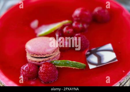 jelly fruit cake with a macaroon Stock Photo