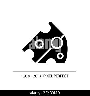 Cheese pixel perfect black glyph icon Stock Vector