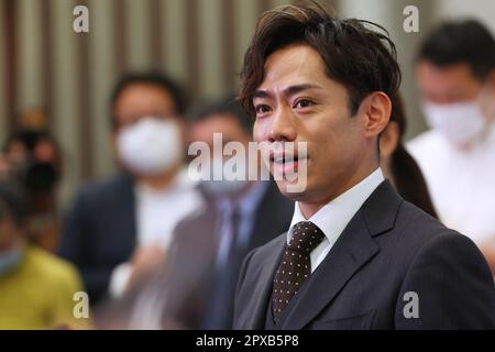 Daisuke Takahashi, MAY 2, 2023 - Figure Skating : Japanese figure skater Kana Muramoto and Daisuke Takahashi attend press conference and announce their retirement in Tokyo, Japan.  (Photo by Yohei Osada/AFLO SPORT) Stock Photo