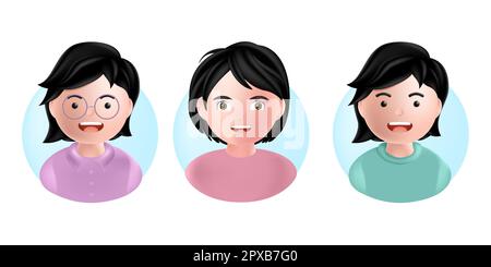 Girl cute 3d cartoon avatar vector illustration isolated on white background Stock Vector