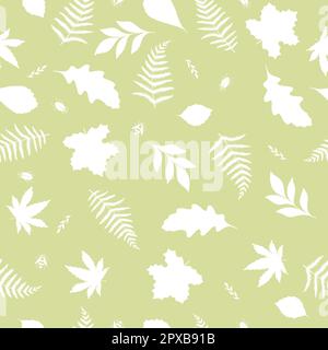 Seamless pattern with different leaves and bugs Stock Vector