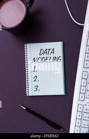 Handwriting text Data Modeling, Internet Concept process of transferring data between data storage systems Stock Photo