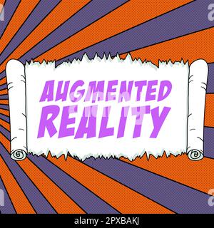 Text sign showing Augmented Reality, Business overview technology that imposes computer image on the real world Stock Photo