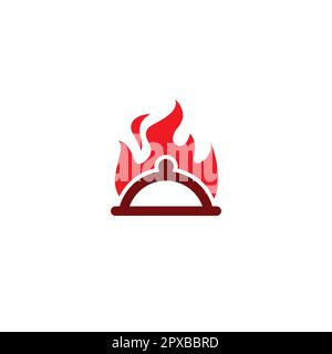 Hot Food Logo Design. Restaurant Icon Food. Fire Food Logo Stock Vector