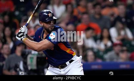 Houston Astros' Jose Abreu bats during the first inning of a spring  training baseball game against the Miami Marlins, Sunday, March 19, 2023,  in Jupiter, Fla. (AP Photo/Lynne Sladky Stock Photo - Alamy