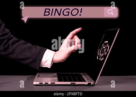 Text sign showing Bingo, Concept meaning game of chance in which each player matches numbers printed Stock Photo