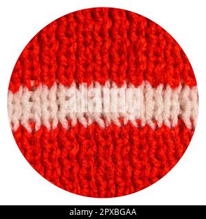 Pattern fabric made of wool. Handmade knitted fabric red and white wool background texture Stock Photo