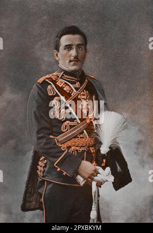 Alexander I of Yugoslavia (1914 - prince regent). Commandant en chef des Armees Serbes Alexander I (Aleksandar I Karađorđević, 1888 – 1934), also known as Alexander the Unifier, was the prince regent of the Kingdom of Serbia from 1914 and later the King of Yugoslavia from 1921 to 1934 (prior to 1929 the state was known as the Kingdom of Serbs, Croats and Slovenes). He was assassinated by the Bulgarian Vlado Chernozemski of the Internal Macedonian Revolutionary Organization, during a 1934 state visit to France. He is the longest-reigning monarch of the Kingdom of Yugoslavia. Stock Photo