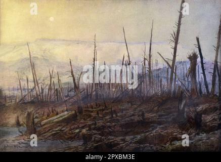 World War I. cliffs of Craonne ( Chemin des Dames). Spring 1917. By Francois Flameng Stock Photo