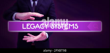 Sign displaying Legacy Systems, Business overview old method technology computer system or application program Stock Photo