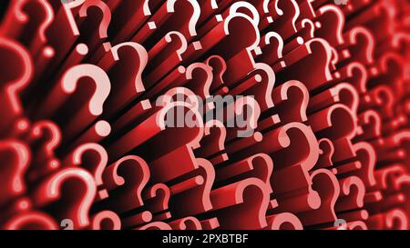 Heap of red question marks forming a background. 3D illustration. Stock Photo