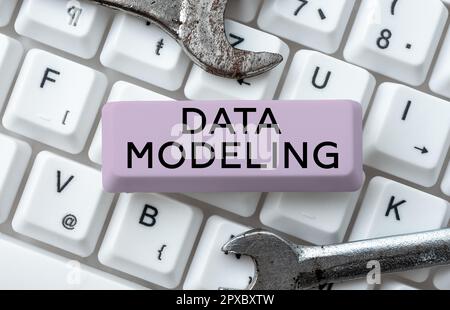 Sign displaying Data Modeling, Word for process of transferring data between data storage systems Stock Photo