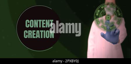 Text caption presenting Content Creation, Internet Concept contribution of information to any digital media Stock Photo