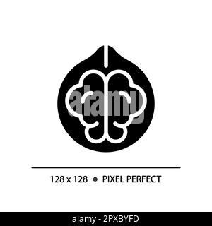 Nuts pixel perfect black glyph icon Stock Vector