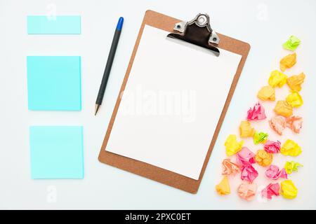 Paper Wraps Placed Around Important Information. Crumpled Memos With Data. Stock Photo
