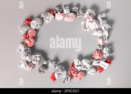 Paper Wraps Placed Around Important Information. Crumpled Memos With Data. Stock Photo