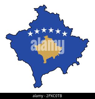 Kosovo map outline set over a white background Stock Photo - Alamy