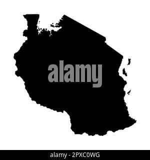 Tanzania outline black silhouette over a white background Stock Photo ...