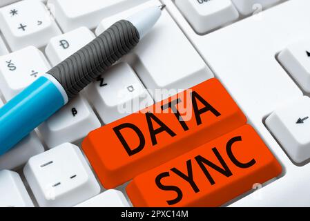Text caption presenting Data Sync, Business idea data that is continuously generated by different sources Stock Photo