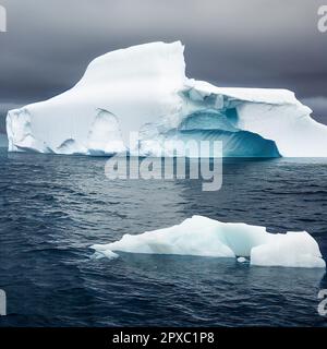 Floating Iceberg in the Ocean Stock Photo