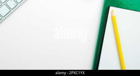 Office Supplies, Stickers, Notebooks Pens Pencils Rullers Marckers Stock Photo
