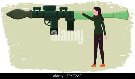 The girl is holding a bazooka. Stock Vector