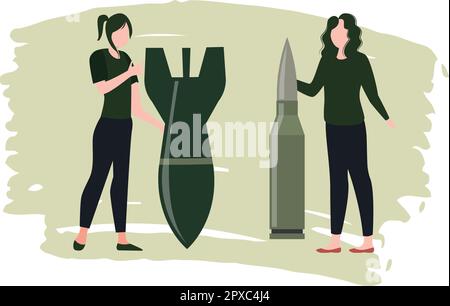 The girls have missiles and bullets. Stock Vector