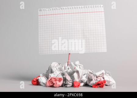 Paper Wraps Placed Around Important Information. Crumpled Memos With Data. Stock Photo