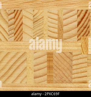 Wooden marquetry, patterns created from the combination of different woods, wooden floor, parquet, cutting board Stock Photo