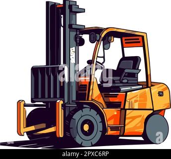 machinery delivering cargo containers to warehouse Stock Vector