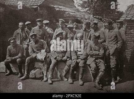 World War I. After battle. 1914 Captured German officers. Stock Photo