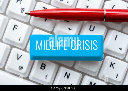 Sign displaying Midlife Crisis, Word for Software development technique Decomposing an application Stock Photo