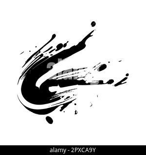 Smears, blots of black paint on a white background, dark colors - Vector illustration Stock Photo