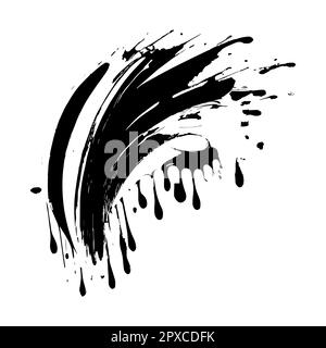 Smears, blots of black paint on a white background, dark colors - Vector illustration Stock Photo