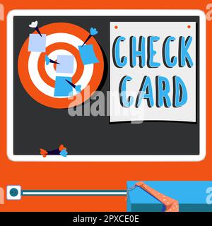 Handwriting text Check Card, Business concept allows an account holder to access funds in her account Stock Photo