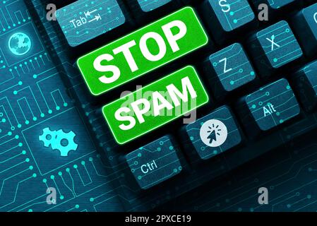 Writing displaying text Stop Spam. Internet Concept end the Intrusive ...