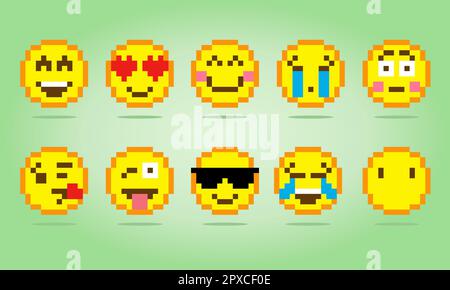 Image of the Smile Pixel icon. Facial expression icon in vector illustration. Stock Vector