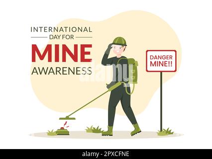 International Mine Awareness Day on April 04 Illustration with Do Not Step on Landmines for Web Banner in Flat Cartoon Hand Drawn Templates Stock Photo