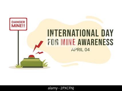 International Mine Awareness Day on April 04 Illustration with Do Not Step on Landmines for Web Banner in Flat Cartoon Hand Drawn Templates Stock Photo