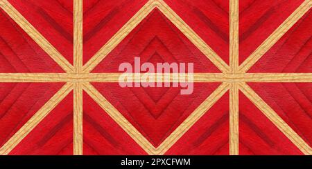 Wooden red marquetry, patterns created from the combination of different woods, wooden floor, parquet, cutting board Stock Photo