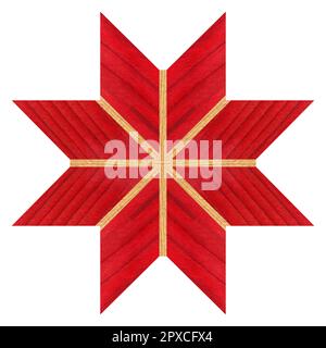 Wooden red marquetry, patterns created from the combination of different woods, wooden floor, parquet, cutting board Stock Photo