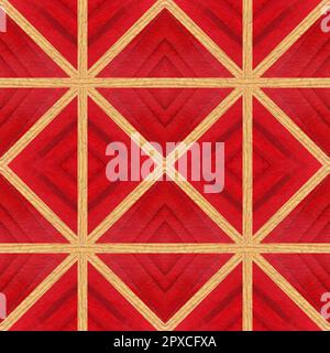 Wooden red marquetry, patterns created from the combination of different woods, wooden floor, parquet, cutting board Stock Photo