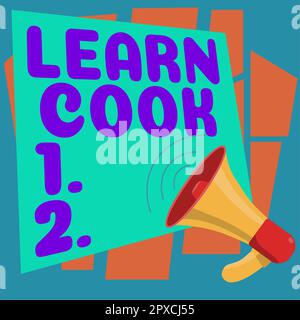 Handwriting text Learn Cook, Word Written on gaining knowledge or acquiring skills in culinary or food Stock Photo