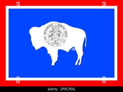 Flag of American state Wyoming flag. Wyoming state flag. Colored flag of Wyoming. Symbol of American state Stock Photo