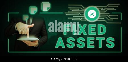 Handwriting text Fixed Assets, Word Written on long-term tangible piece of property or equipment a firm owns Stock Photo