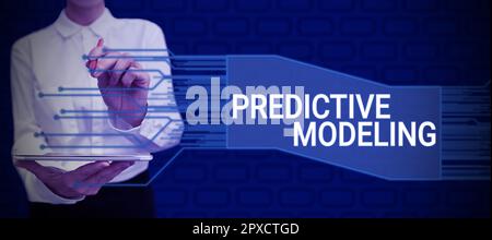 Conceptual caption Predictive Modeling, Business showcase maintenance strategy driven by predictive analytics Stock Photo