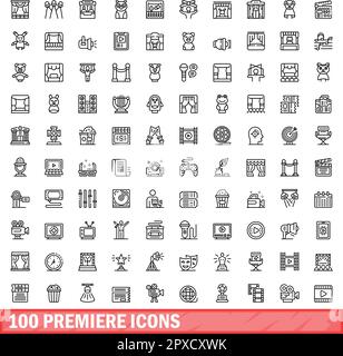100 premiere icons set. Outline illustration of 100 premiere icons vector set isolated on white background Stock Vector