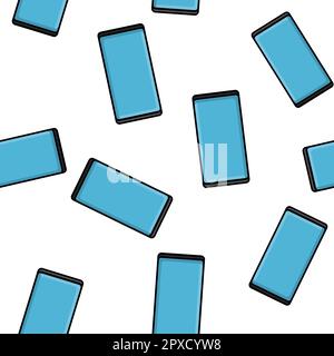 Texture seamless pattern of modern gadgets digital mobile phones smartphones new in flat style devices isolated on white background. Vector illustrati Stock Vector