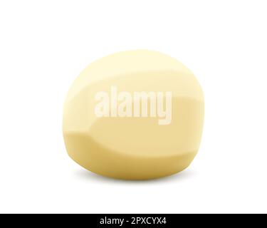 Raw peeled potato for cooked food, isolated on white background. Realistic 3d vector illustration Stock Vector